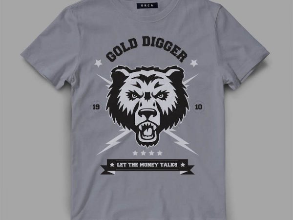 Bear 3 gold vector t-shirt design