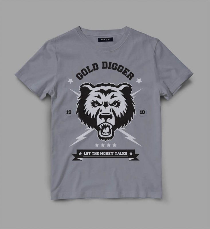 bear 3 gold Vector t-shirt design t shirt designs for teespring