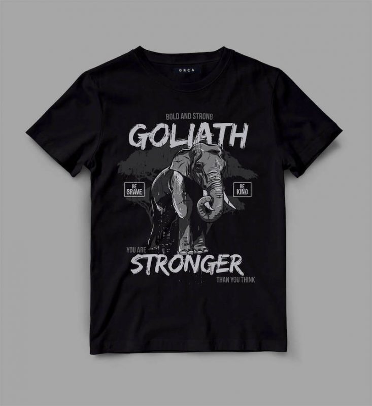 elephant 2 goliath Graphic tee design tshirt designs for merch by amazon