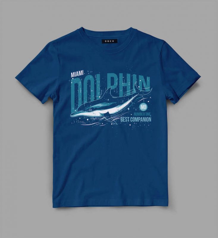 dolphin1 miami Vector t-shirt design t shirt designs for printful