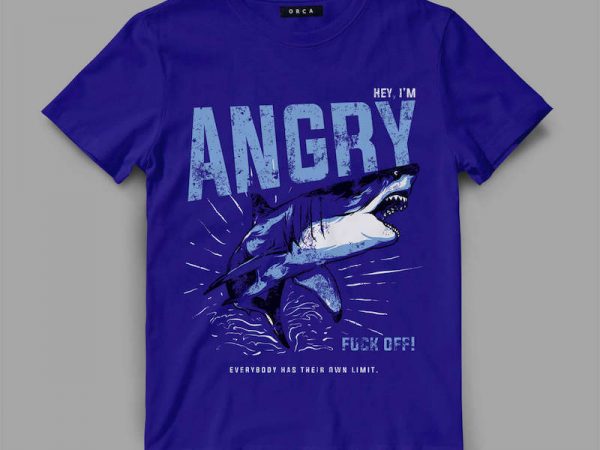 Shark angry vector t-shirt design