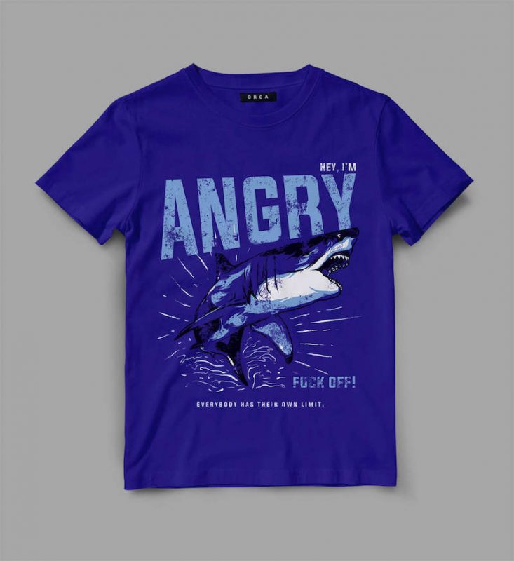 Shark Angry Vector t-shirt design t shirt designs for teespring