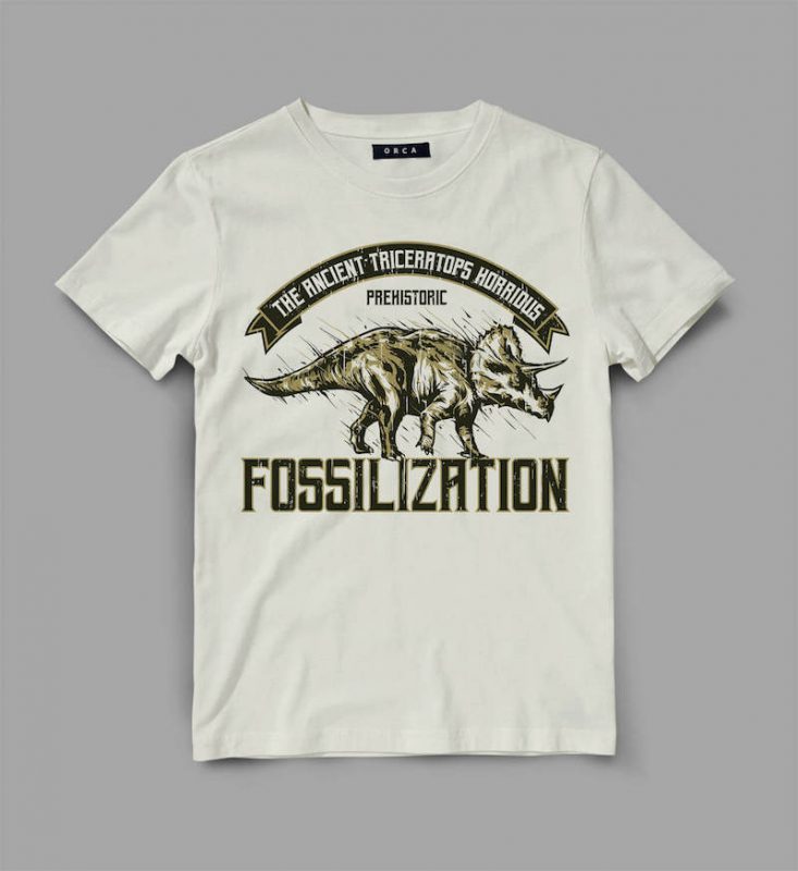 Triceratops Fossil Vector t-shirt design t shirt designs for print on demand