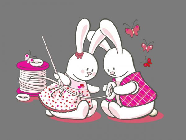 Bunny love vector t-shirt design for commercial use