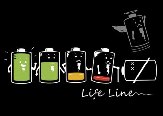 Battery Line graphic t-shirt design