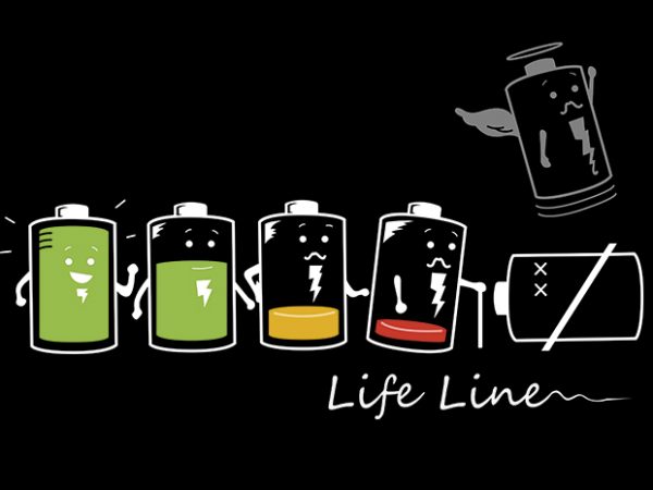 Battery line graphic t-shirt design