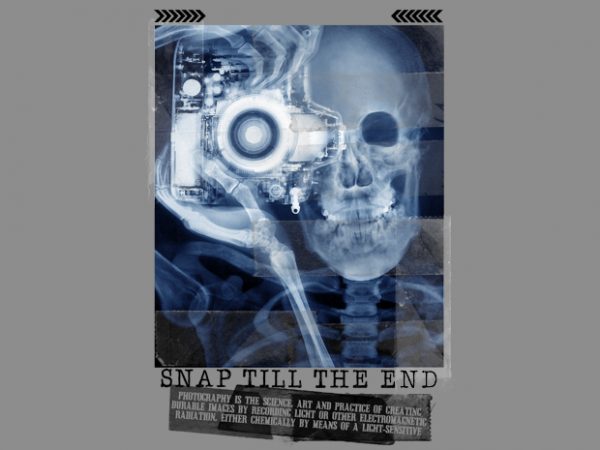 Skull cam x-ray t shirt design for sale