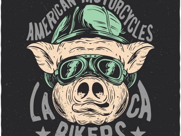 Biker pig. vector t-shirt design