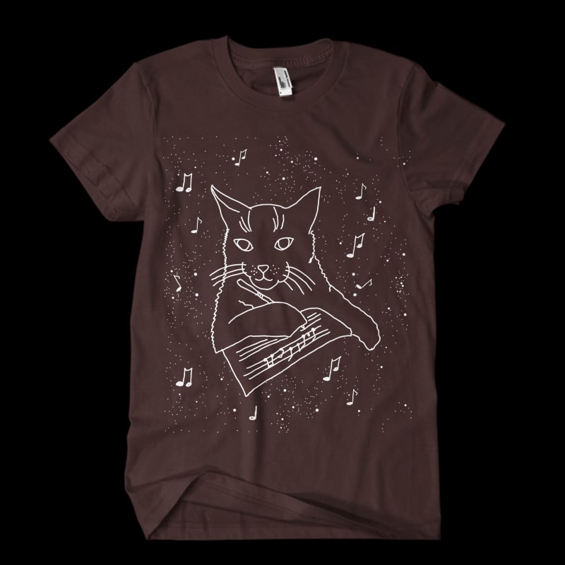 cat music t shirt design png