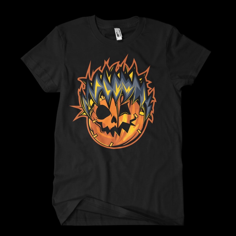 Pumpkin Skull vector t shirt design