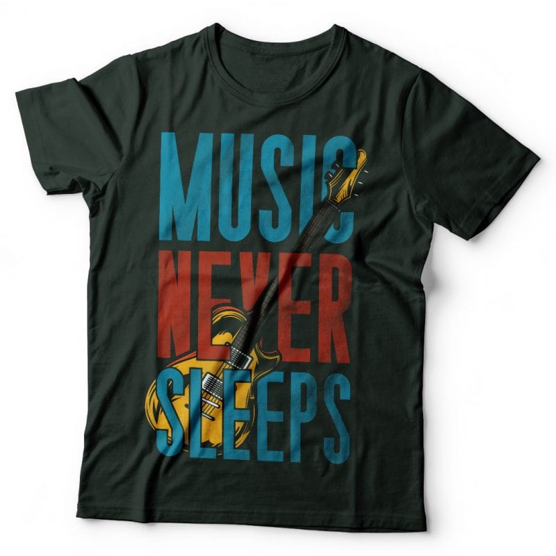 Music never sleeps. Vector T-Shirt Design buy t shirt design