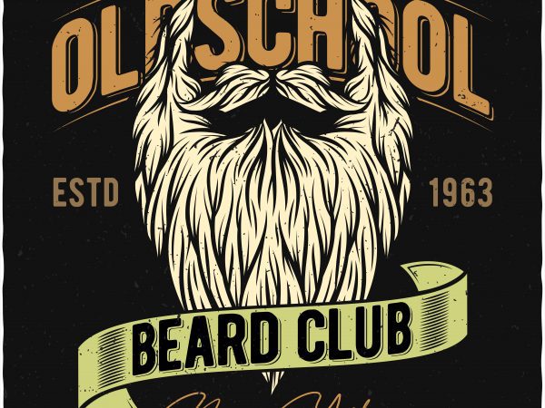 Oldschool beard club. vector t-shirt design
