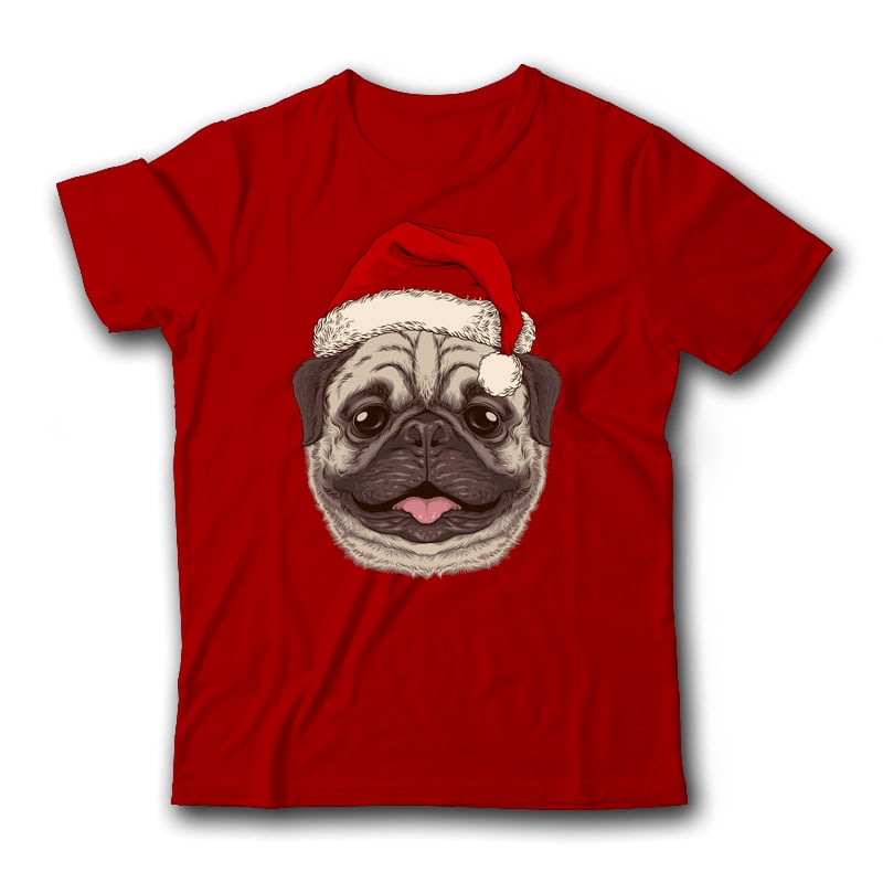 Santa Pug Graphic Tee Design buy t shirt design