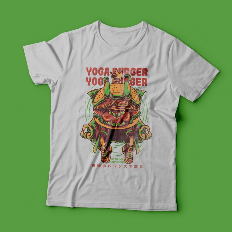 Yoga Burger t shirt designs for sale