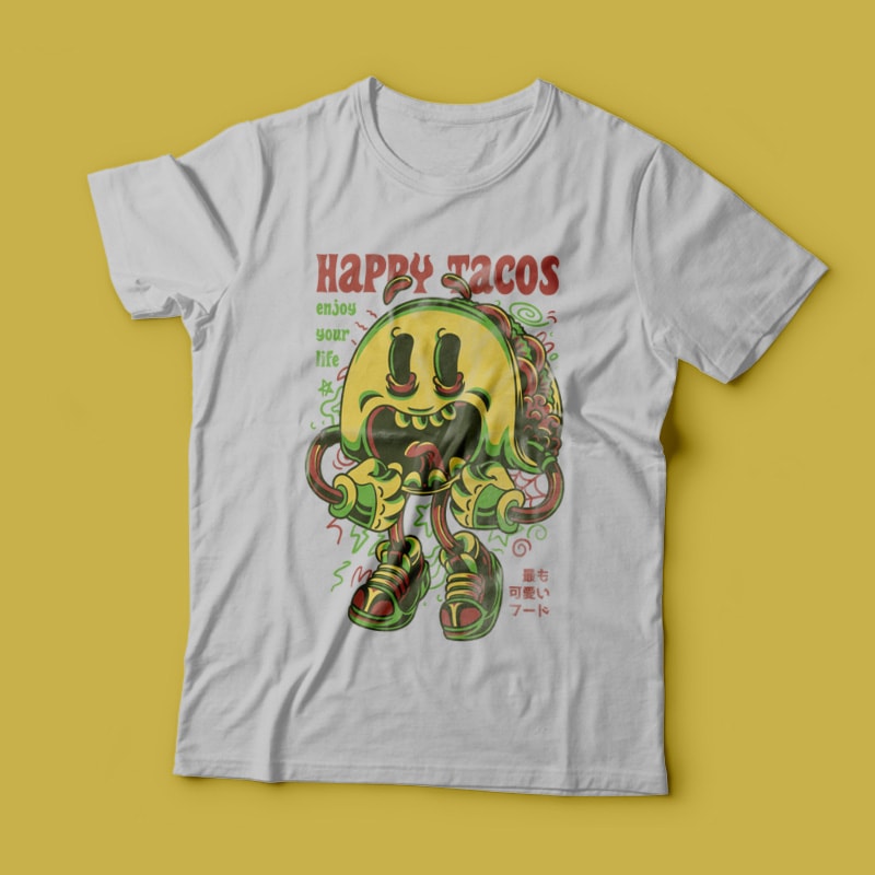 Happy Tacos t shirt designs for print on demand