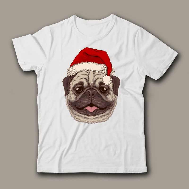 Santa Pug Graphic Tee Design buy t shirt design