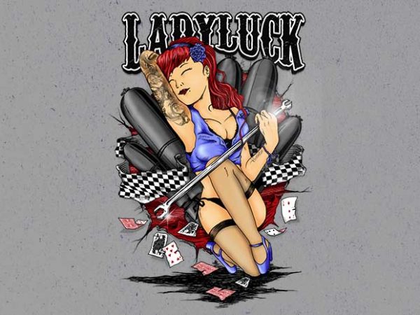 Ladyluck t-shirt design png