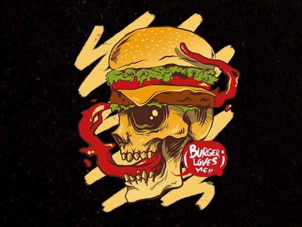 Burger loves me print ready t shirt design