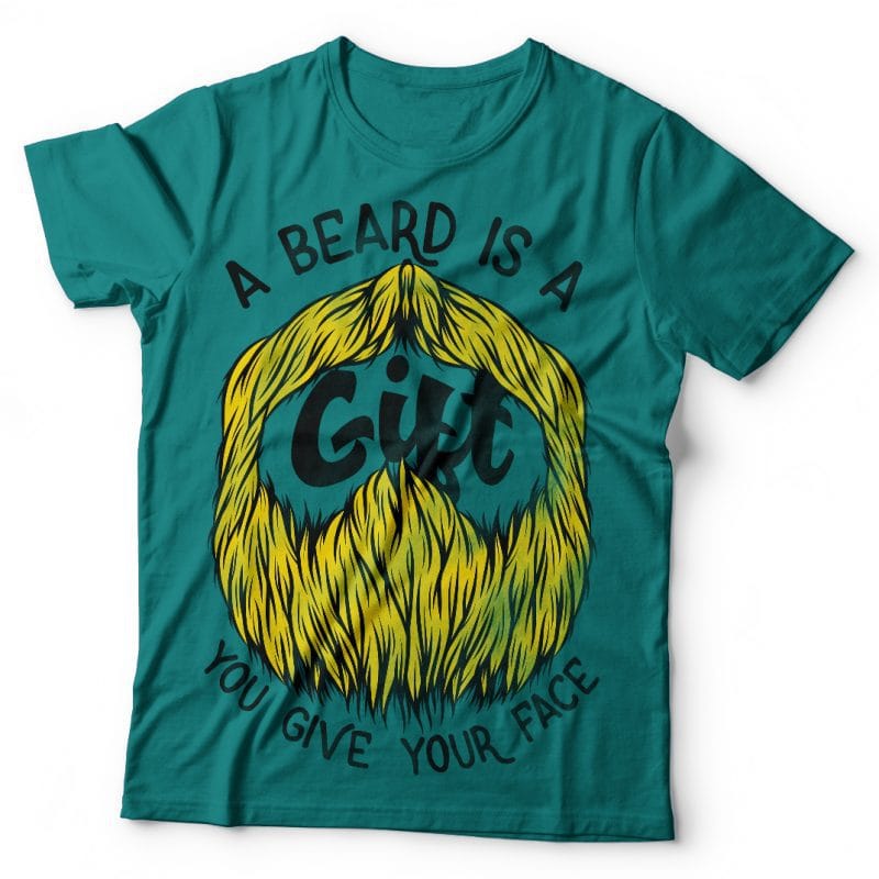 A beard is a gift. Vector T-Shirt Design t shirt designs for merch teespring and printful