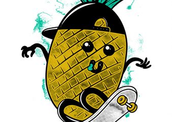 Pineapple Skateboarding commercial use t-shirt design