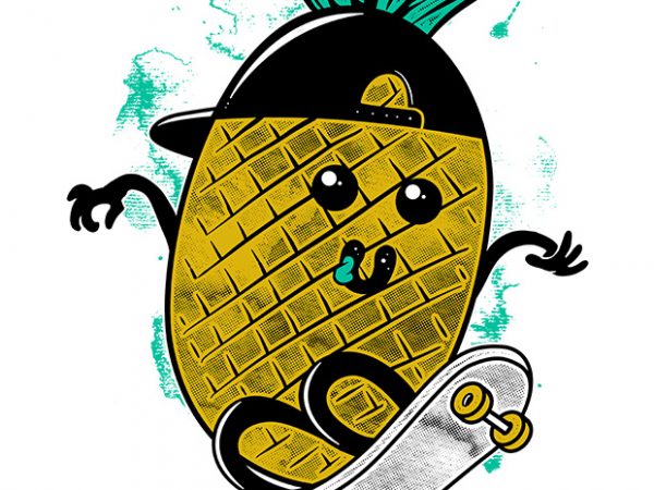 Pineapple skateboarding commercial use t-shirt design