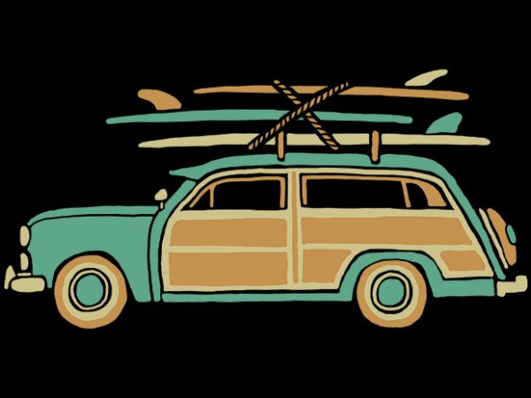 Surf car t-shirt design for commercial use
