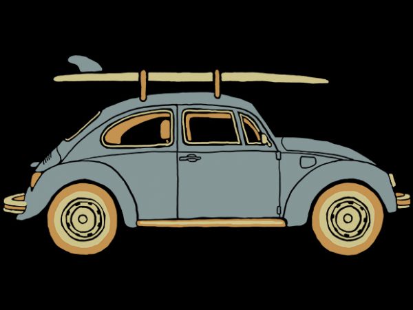 Surf car t-shirt design for commercial use