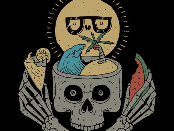 Summer skull vector t-shirt design for commercial use