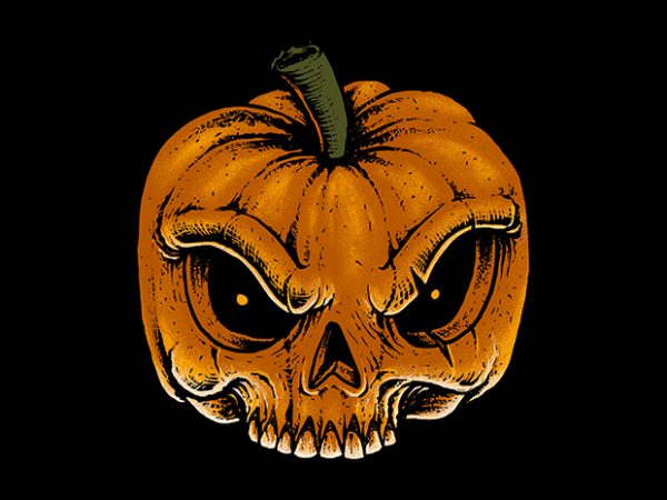 Skull pumkin buy t shirt design for commercial use