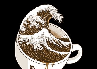 The Great Wave off Coffee t shirt design template