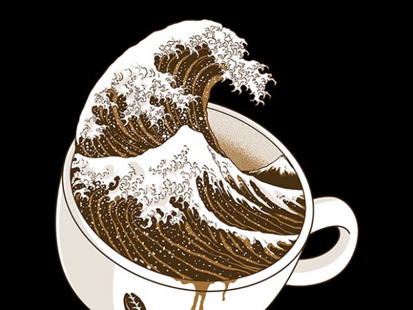 The great wave off coffee t shirt design template