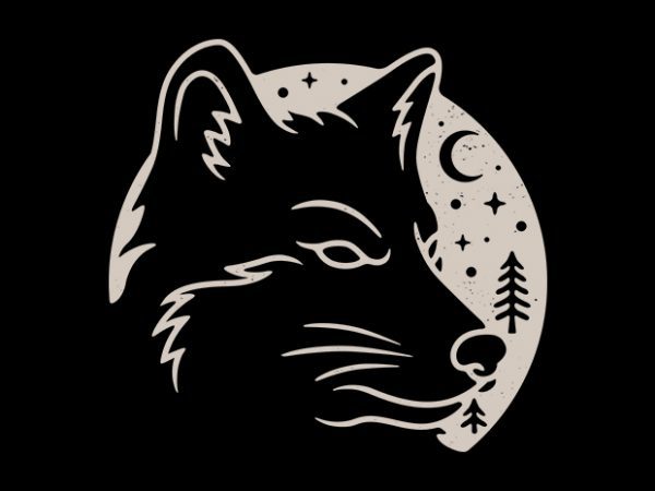 Wolf moon t-shirt design for commercial use