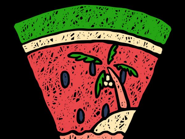 Watermelon and beach t-shirt design png