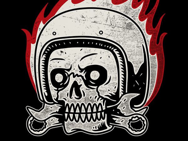 Skull biker t-shirt design for commercial use