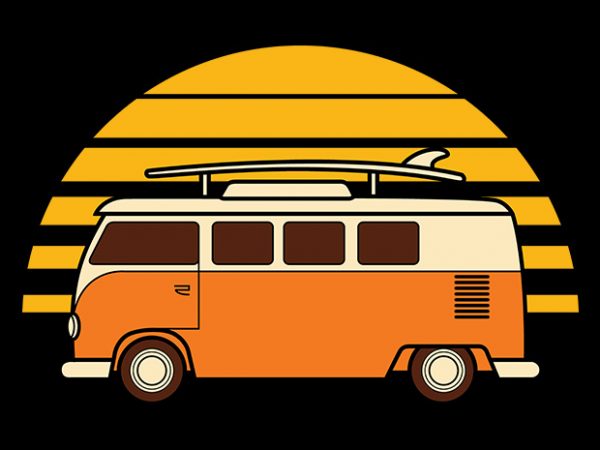 Sunset van print ready vector t shirt design