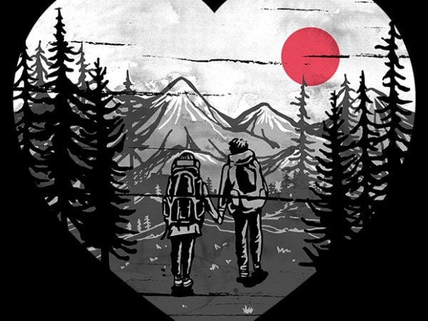 Hike and love t-shirt design for commercial use