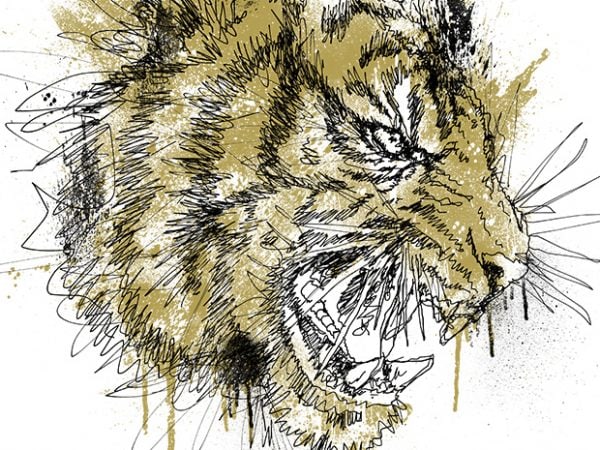 Tiger roar scratch t-shirt design for sale