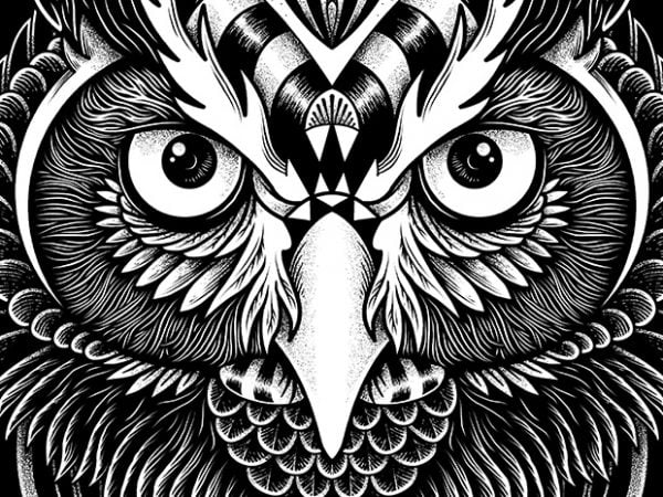 Owl ornate design for t shirt