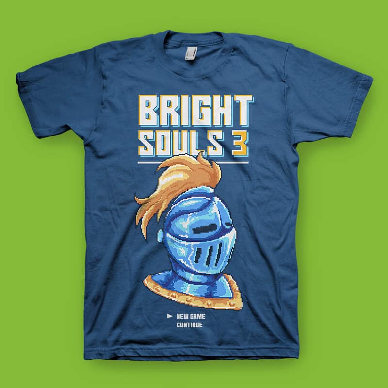 Bright Souls Knight Pixel Art Vector t-shirt design vector t shirt design