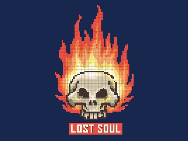 Burning skull lost soul pixel art tshirt design Burning skull lost soul pixel art tshirt design
