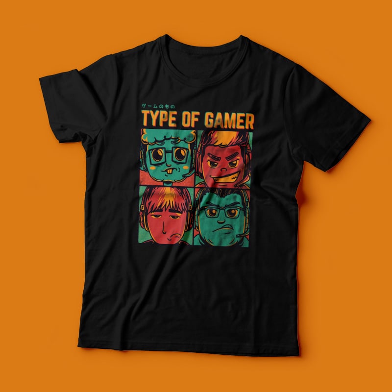 Type of Gamer tshirt design for sale