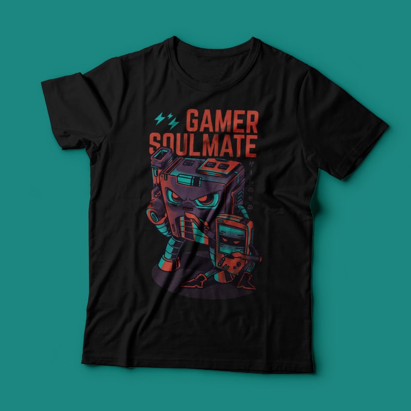 Gamer Soulmate t-shirt designs for merch by amazon