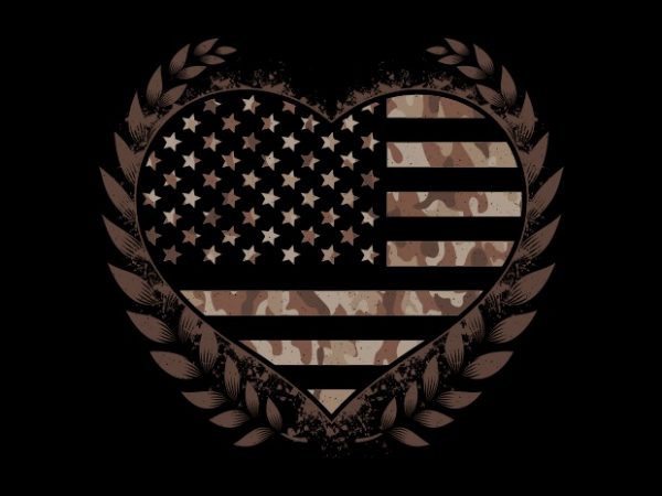 Camo flag heart desert buy t shirt design artwork