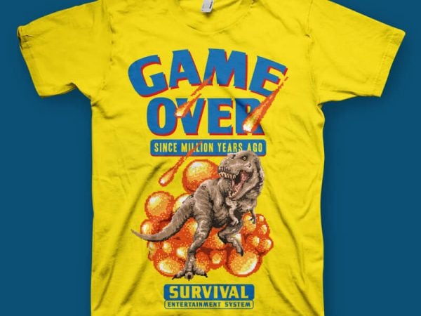 Game over dino tshirt design