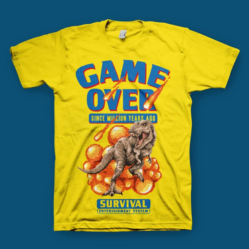 Game Over Dino tshirt design vector t shirt design