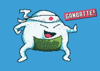 Onigiri Kawaii Character Pixel Art tshirt design