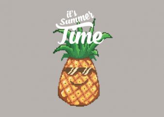 Happy Summer Pineapple Pixel Art Tshirt Design