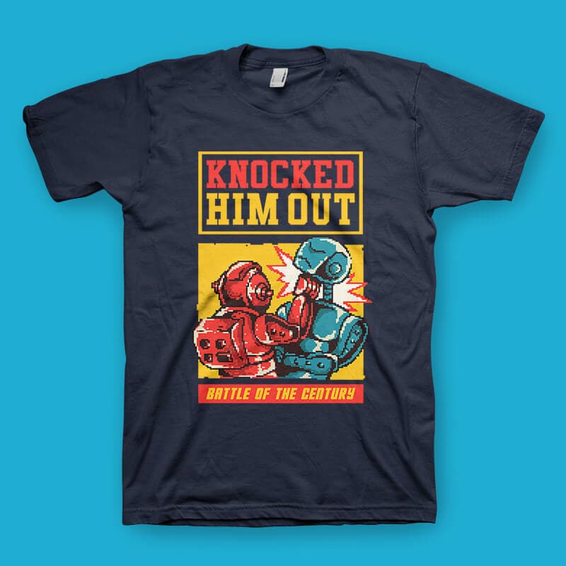 Knocked Him Out tshirt design tshirt design for merch by amazon