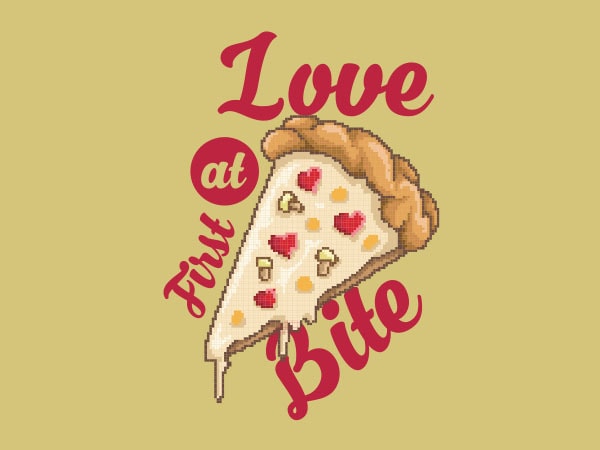 Love at first bite graphic t-shirt design