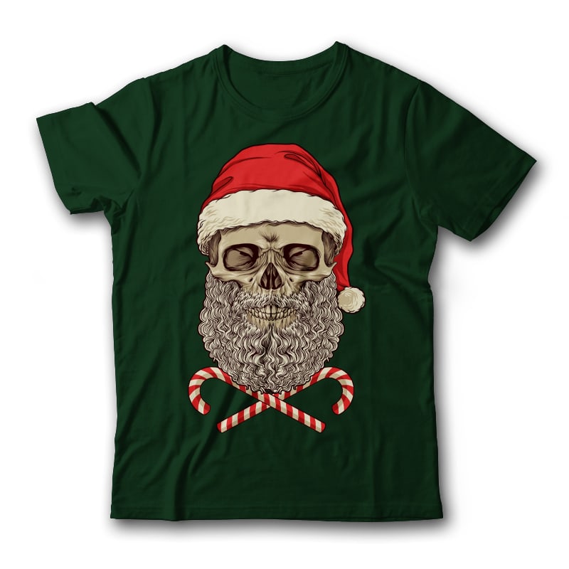 Santa Skull T-Shirt Design t shirt designs for merch teespring and printful